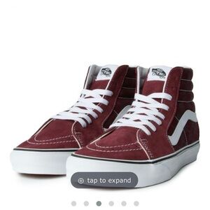 Vans Maroon and White High-Top Sneakers